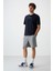 Gri Melanj Pamuklu Kalın Yumuşak Dokulu Comfort Fit Basic Erkek Şort - 81274 3