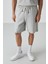 Taş Pamuklu Kalın Yumuşak Dokulu Oversize Fit Nakışlı Erkek Şort Takım - 85250 4