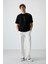 Siyah Pamuklu Kalın Yüzeyi Dokulu Oversize Fit Baskılı Erkek T-Shirt - 88366 2