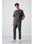 Haki Pamuklu Kalın Yumuşak Dokulu Oversize Fit Nakışlı Erkek Eşofman Takım - 85252 1