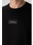 Siyah Pamuklu Kalın Yüzeyi Dokulu Oversize Fit Baskılı Erkek T-Shirt - 88367 2