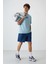 Açık Mavi Pamuklu Kalın Yüzeyi Dokulu Oversize Fit Baskılı Erkek T-Shirt - 88367 2