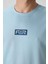 Açık Mavi Pamuklu Kalın Yüzeyi Dokulu Oversize Fit Baskılı Erkek T-Shirt - 88367 3