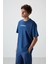 Parlament Pamuklu Kalın Yüzeyi Dokulu Oversize Fit Baskılı Erkek T-Shirt - 88365 4