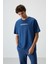 Parlament Pamuklu Kalın Yüzeyi Dokulu Oversize Fit Baskılı Erkek T-Shirt - 88365 1