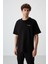 Siyah Pamuklu Kalın Yumuşak Dokulu Oversize Fit Nakışlı Erkek Eşofman Takım - 85252 2