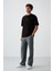Siyah Pamuklu Kalın Yüzeyi Dokulu Oversize Fit Baskılı Erkek T-Shirt - 88368 2