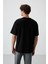 Siyah Pamuklu Kalın Yüzeyi Dokulu Oversize Fit Baskılı Erkek T-Shirt - 88368 5