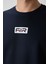 Lacivert Pamuklu Kalın Yüzeyi Dokulu Oversize Fit Baskılı Erkek T-Shirt - 88367 2