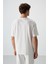 Ekru Pamuklu Kalın Yüzeyi Dokulu Oversize Fit Baskılı Erkek T-Shirt - 88366 5