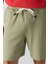 Açık Çağla Pamuklu Kalın Yumuşak Dokulu Comfort Fit Basic Erkek Şort - 81274 4