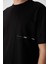 Siyah Pamuklu Kalın Yüzeyi Dokulu Oversize Fit Baskılı Erkek T-Shirt - 88370 3