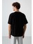 Siyah Pamuklu Kalın Yüzeyi Dokulu Oversize Fit Baskılı Erkek T-Shirt - 88370 5