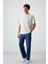 Ekru Pamuklu Kalın Yüzeyi Dokulu Oversize Fit Baskılı Erkek T-Shirt - 88369 2