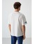 Ekru Pamuklu Kalın Yüzeyi Dokulu Oversize Fit Baskılı Erkek T-Shirt - 88369 5