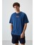 Parlament Pamuklu Kalın Yüzeyi Dokulu Oversize Fit Baskılı Erkek T-Shirt - 88372 1