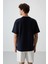 Lacivert Waffle İnterlok Yüzeyi Dokulu Oversize Fit Basic Erkek T-Shirt - 88380 5
