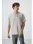 Taş Waffle İnterlok Yüzeyi Dokulu Oversize Fit Basic Erkek T-Shirt - 88380 1
