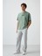 Açık Yeşil Pamuklu Kalın Yüzeyi Dokulu Oversize Fit Baskılı Erkek T-Shirt - 88367 2