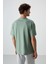 Açık Yeşil Pamuklu Kalın Yüzeyi Dokulu Oversize Fit Baskılı Erkek T-Shirt - 88367 5