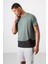 Haki Polyester Nefes Alan Dokulu İnce Esnek Standart Fit Erkek Performans T-Shirt - 88383 4