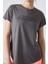 Koyu Gri Polyester Nefes Alan Dokulu İnce Esnek Standart Fit Performans Kadın T-Shirt - 97283 2