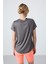 Koyu Gri Polyester Nefes Alan Dokulu İnce Esnek Standart Fit Performans Kadın T-Shirt - 97283 5