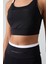Siyah Polyester Esnek Standart Fit Performans Kadın Tayt Takım - 95333 5