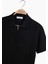 Erkek Siyah %100 Pamuk Yarım Fermuarlı Polo Triko Tişört 7