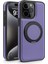iPhone 14 Pro Için Arka Kapak Dönebilen Manyetik Halkalı Kickstand Pu Deri+Pc+Tpu Telefon Kılıfı-Mor (Yurt Dışından) 5