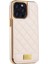 iPhone 13 Pro Kılıf Deri+Pc Kart Yuvaları Telefon Kapak Dikişi Eşkenar Dörtgen-Bej (Yurt Dışından) 1