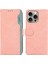 iPhone 13 Pro Için Cüzdan Kılıf Rfıd Engelleme Ekleme Renkli Deri Telefon Kapağı-Pembe (Yurt Dışından) 1