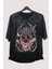 Oversize Demon Slayer Inosuke Baskılı Yıkamalı T-Shirt, Unisex Anime Baskılı Eskitme Tişört 1