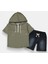 Kot Pantolonlu Kısa Kollu Kapşonlu Erkek Çocuk 2'li Takım - 3-6 Yaş - 2093 3