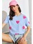 Kadın Süzene Kalp Nakışlı Basic T-Shirt 5