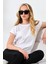 Bisiklet Yaka Penye Kompakt Pamuk T-Shirt 21570 Beyaz 3
