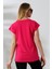 Bisiklet Yaka Penye Kompakt Pamuk T-Shirt 21570 Açık Fuşya 4