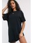 Sportswear Essential Bol Kesim Pamuklu Siyah Kadın Elbise Tişört 1