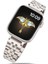 Apple Watch Uyumlu 42 - 49MM Starlight Paslanmaz Çelik Rolex Kordon 3