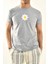 Gri Papatya Nakış Detaylı Bisiklet Yaka T Shirt 3