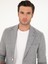 Erkek Açık Gri Slim Fit Çizgili Yün Karışımlı Ceket 50284497-VR001 2