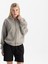 Kadın Gri %100 Organik Pamuk Kanguru Cepli Fermuarlı Kapüşonlu Oversize Sweatshirt 1
