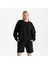 Kadın Siyah %100 Organik Pamuk Bisiklet Yaka Oversize Sweatshirt 1