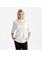Kadın Beyaz Oversize Bisiklet Yaka %100 Organik Pamuk T-Shirt 1