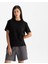 Kadın Siyah Relax Fit Bisiklet Yaka %100 Organik Pamuk T-Shirt 1