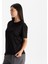 Kadın Siyah Relax Fit Bisiklet Yaka %100 Organik Pamuk T-Shirt 2