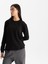 Kadın Siyah Uzun Kollu Relax Fit Bisiklet Yaka %100 Organik Pamuk T-Shirt 1
