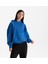 Kadın Mavi %100 Organik Pamuk Kanguru Cepli Kapüşonlu Oversize Sweatshirt 1