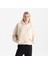 Kadın Bej %100 Organik Pamuk Kanguru Cepli Kapüşonlu Oversize Sweatshirt 1