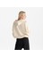 Kadın Bej %100 Organik Pamuk Kanguru Cepli Kapüşonlu Oversize Sweatshirt 3
